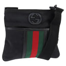 GUCCI Web Sherry Line Shoulder Bag Nylon Black 181068 Auth 147947-1