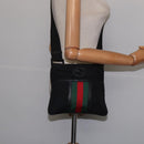 GUCCI Web Sherry Line Shoulder Bag Nylon Black 181068 Auth 147947-21