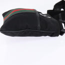 GUCCI Web Sherry Line Shoulder Bag Nylon Black 181068 Auth 147947-4