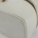 GUCCI Bamboo Vanity Hand Bag Leather White Gold 032 1956 0151 Auth 147948-9
