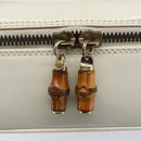 GUCCI Bamboo Vanity Hand Bag Leather White Gold 032 1956 0151 Auth 147948-17