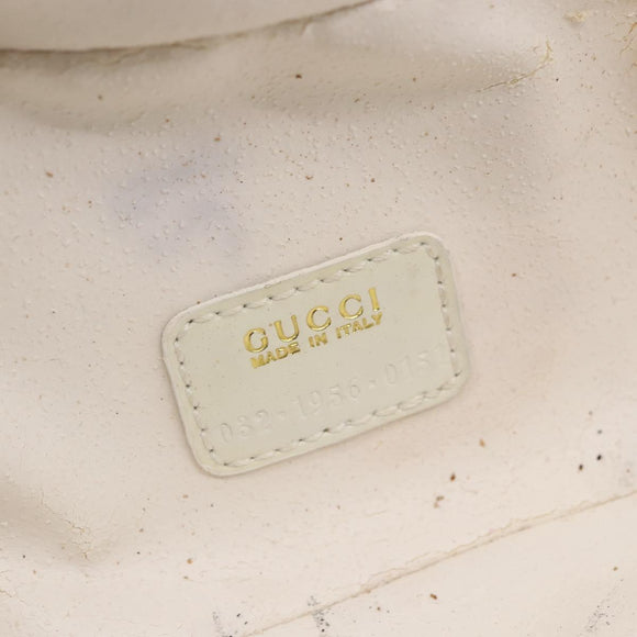 GUCCI Bamboo Vanity Hand Bag Leather White Gold 032 1956 0151 Auth 147948