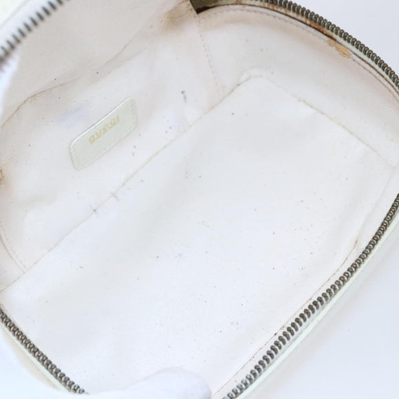 GUCCI Bamboo Vanity Hand Bag Leather White Gold 032 1956 0151 Auth 147948