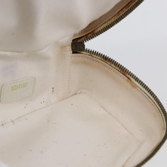 GUCCI Bamboo Vanity Hand Bag Leather White Gold 032 1956 0151 Auth 147948