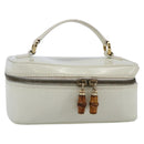 GUCCI Bamboo Vanity Hand Bag Leather White Gold 032 1956 0151 Auth 147948-1