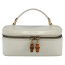 GUCCI Bamboo Vanity Hand Bag Leather White Gold 032 1956 0151 Auth 147948-13
