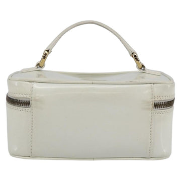 GUCCI Bamboo Vanity Hand Bag Leather White Gold 032 1956 0151 Auth 147948 - 0