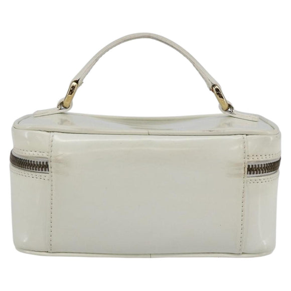 GUCCI Bamboo Vanity Hand Bag Leather White Gold 032 1956 0151 Auth 147948