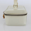 GUCCI Bamboo Vanity Hand Bag Leather White Gold 032 1956 0151 Auth 147948-4