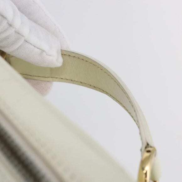 GUCCI Bamboo Vanity Hand Bag Leather White Gold 032 1956 0151 Auth 147948