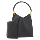 GUCCI Bamboo Shoulder Bag Leather Black Gold 001 2113 1880 Auth 147949-1