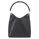 GUCCI Bamboo Shoulder Bag Leather Black Gold 001 2113 1880 Auth 147949-13