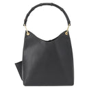 GUCCI Bamboo Shoulder Bag Leather Black Gold 001 2113 1880 Auth 147949-2