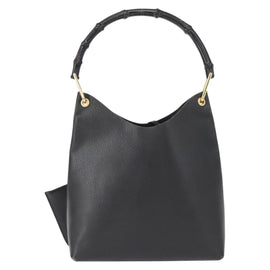 GUCCI Bamboo Shoulder Bag Leather Black Gold 001 2113 1880 Auth 147949 - 0