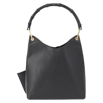 GUCCI Bamboo Shoulder Bag Leather Black Gold 001 2113 1880 Auth 147949 - 0