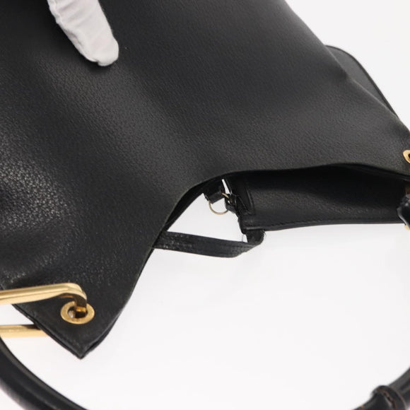 GUCCI Bamboo Shoulder Bag Leather Black Gold 001 2113 1880 Auth 147949