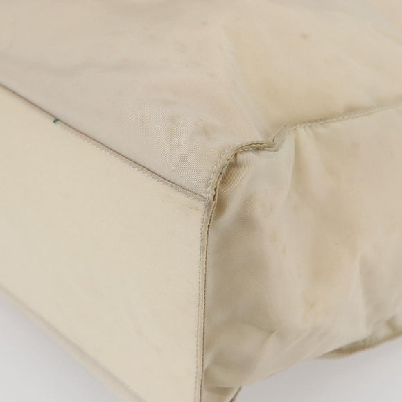 PRADA Tote Bag Nylon Ivory Silver Auth 147950