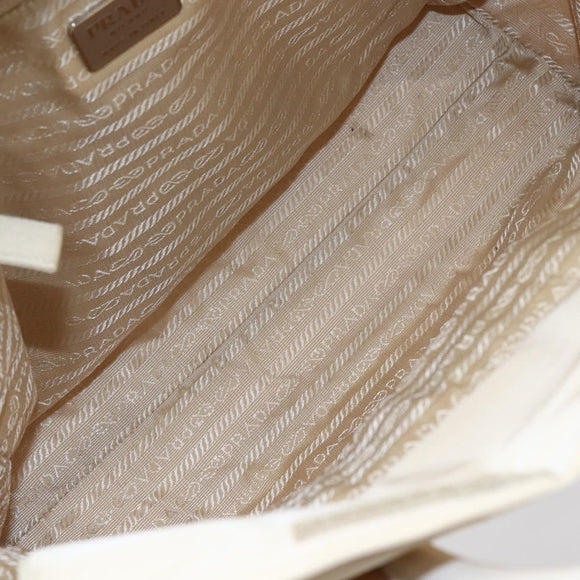 PRADA Tote Bag Nylon Ivory Silver Auth 147950