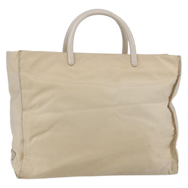 PRADA Tote Bag Nylon Ivory Silver Auth 147950