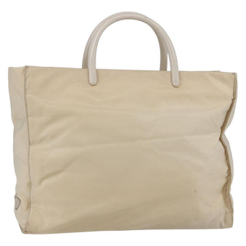 PRADA Tote Bag Nylon Ivory Silver Auth 147950