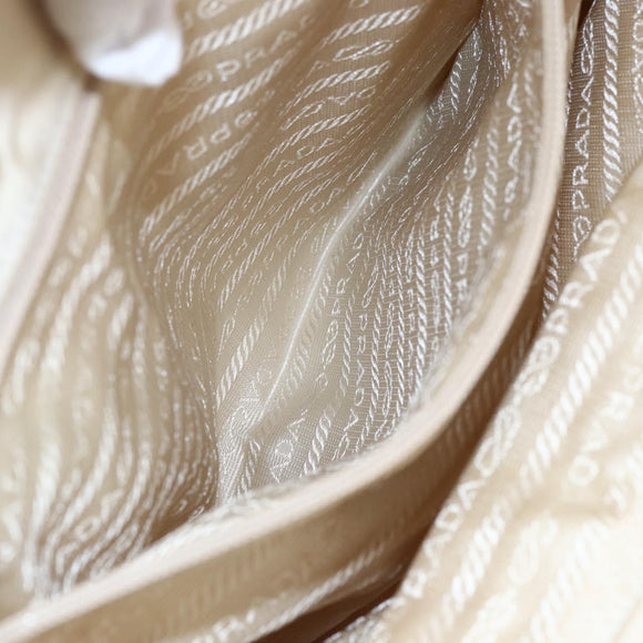 PRADA Tote Bag Nylon Ivory Silver Auth 147950