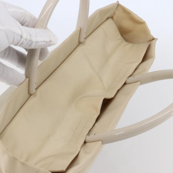 PRADA Tote Bag Nylon Ivory Silver Auth 147950