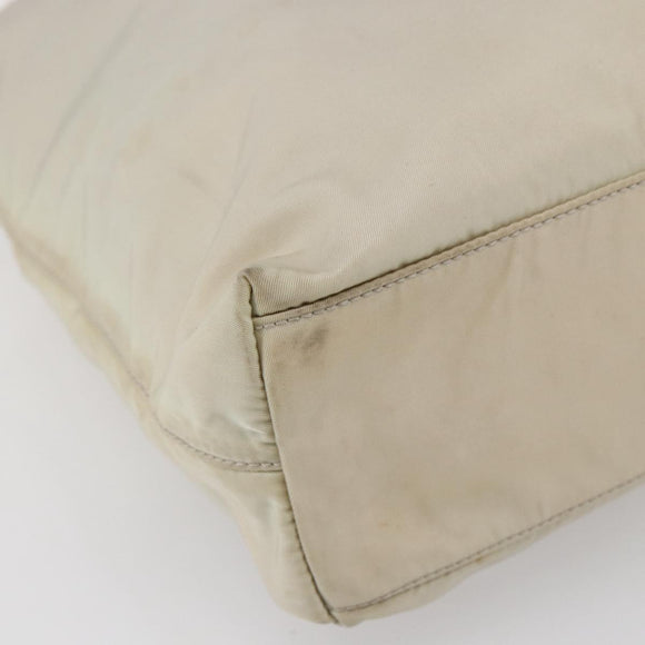 PRADA Tote Bag Nylon Ivory Silver Auth 147951