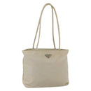 PRADA Tote Bag Nylon Ivory Silver Auth 147951-1
