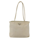 PRADA Tote Bag Nylon Ivory Silver Auth 147951-13