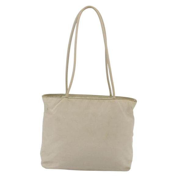 PRADA Tote Bag Nylon Ivory Silver Auth 147951