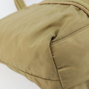 PRADA Tote Bag Nylon Beige Silver Auth 147952-9