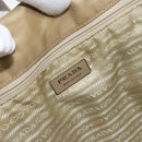 PRADA Tote Bag Nylon Beige Silver Auth 147952-18