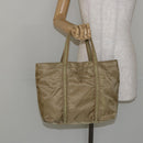 PRADA Tote Bag Nylon Beige Silver Auth 147952-22