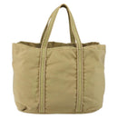 PRADA Tote Bag Nylon Beige Silver Auth 147952-2