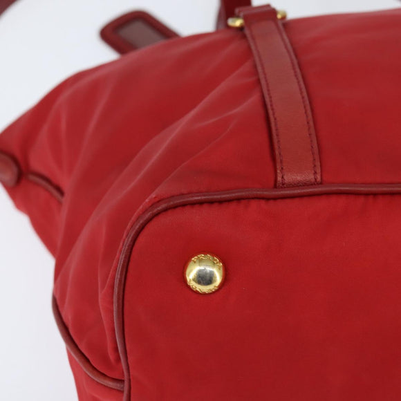 PRADA Tote Bag Nylon 2way Red Gold Auth 147953