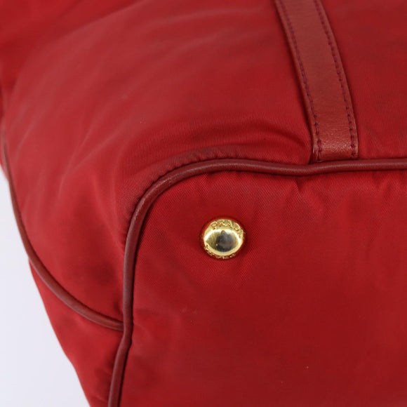 PRADA Tote Bag Nylon 2way Red Gold Auth 147953