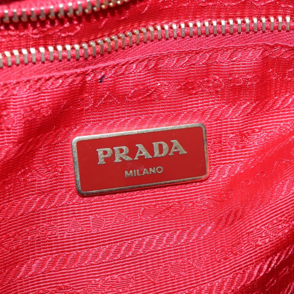 PRADA Tote Bag Nylon 2way Red Gold Auth 147953