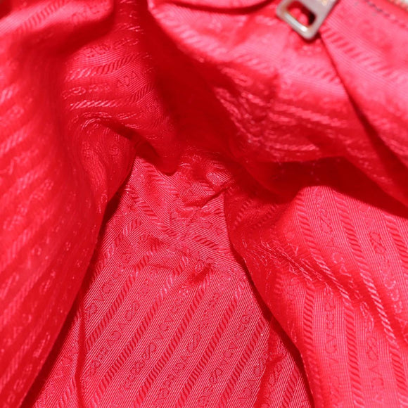 PRADA Tote Bag Nylon 2way Red Gold Auth 147953