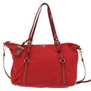 PRADA Tote Bag Nylon 2way Red Gold Auth 147953-13