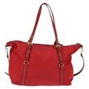 PRADA Tote Bag Nylon 2way Red Gold Auth 147953-2