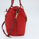 PRADA Tote Bag Nylon 2way Red Gold Auth 147953-4