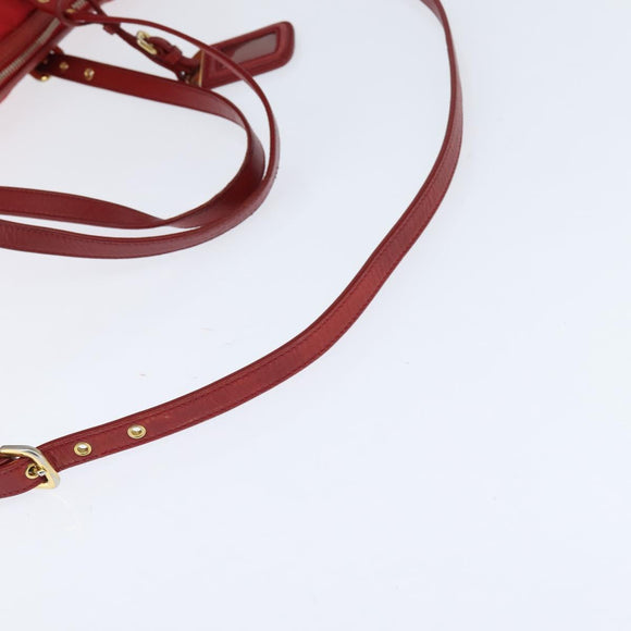 PRADA Tote Bag Nylon 2way Red Gold Auth 147953