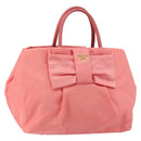 PRADA Tote Bag Nylon Pink Gold Auth 147954-1