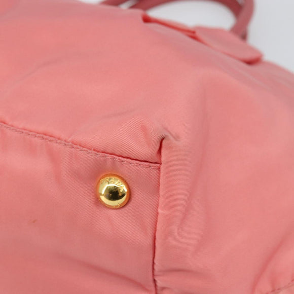 PRADA Tote Bag Nylon Pink Gold Auth 147954