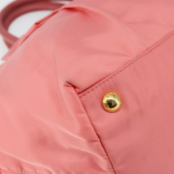 PRADA Tote Bag Nylon Pink Gold Auth 147954