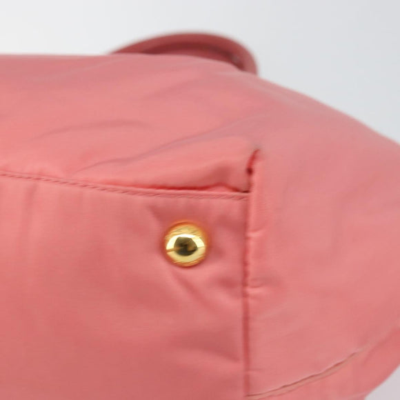 PRADA Tote Bag Nylon Pink Gold Auth 147954