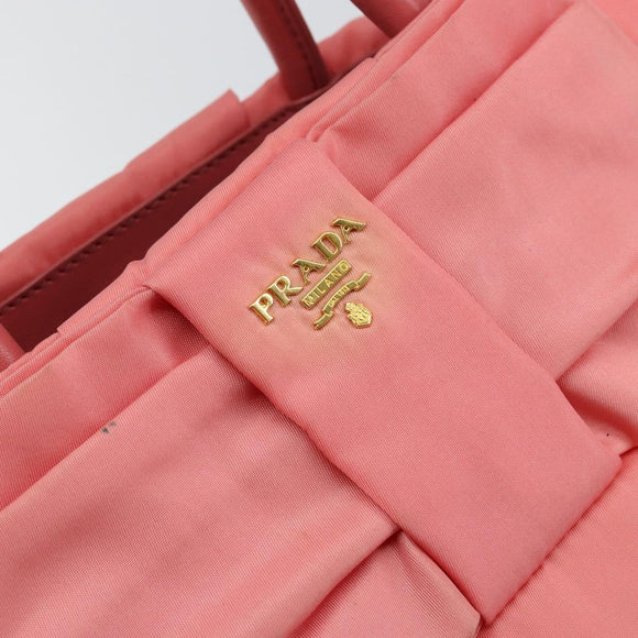 PRADA Tote Bag Nylon Pink Gold Auth 147954