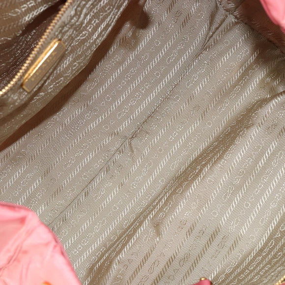 PRADA Tote Bag Nylon Pink Gold Auth 147954