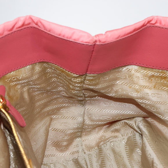 PRADA Tote Bag Nylon Pink Gold Auth 147954