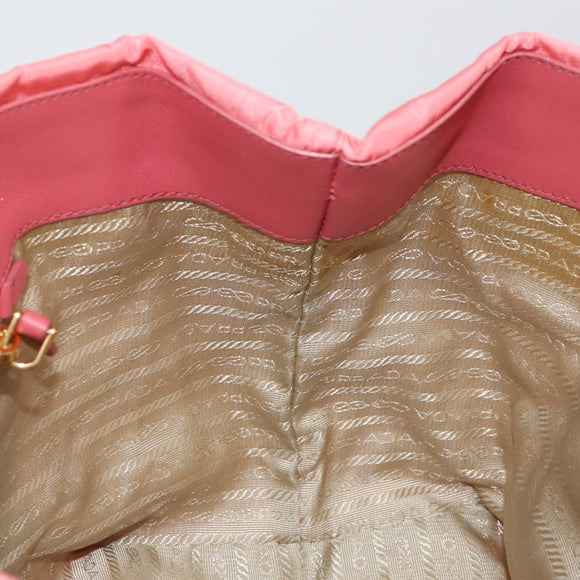 PRADA Tote Bag Nylon Pink Gold Auth 147954